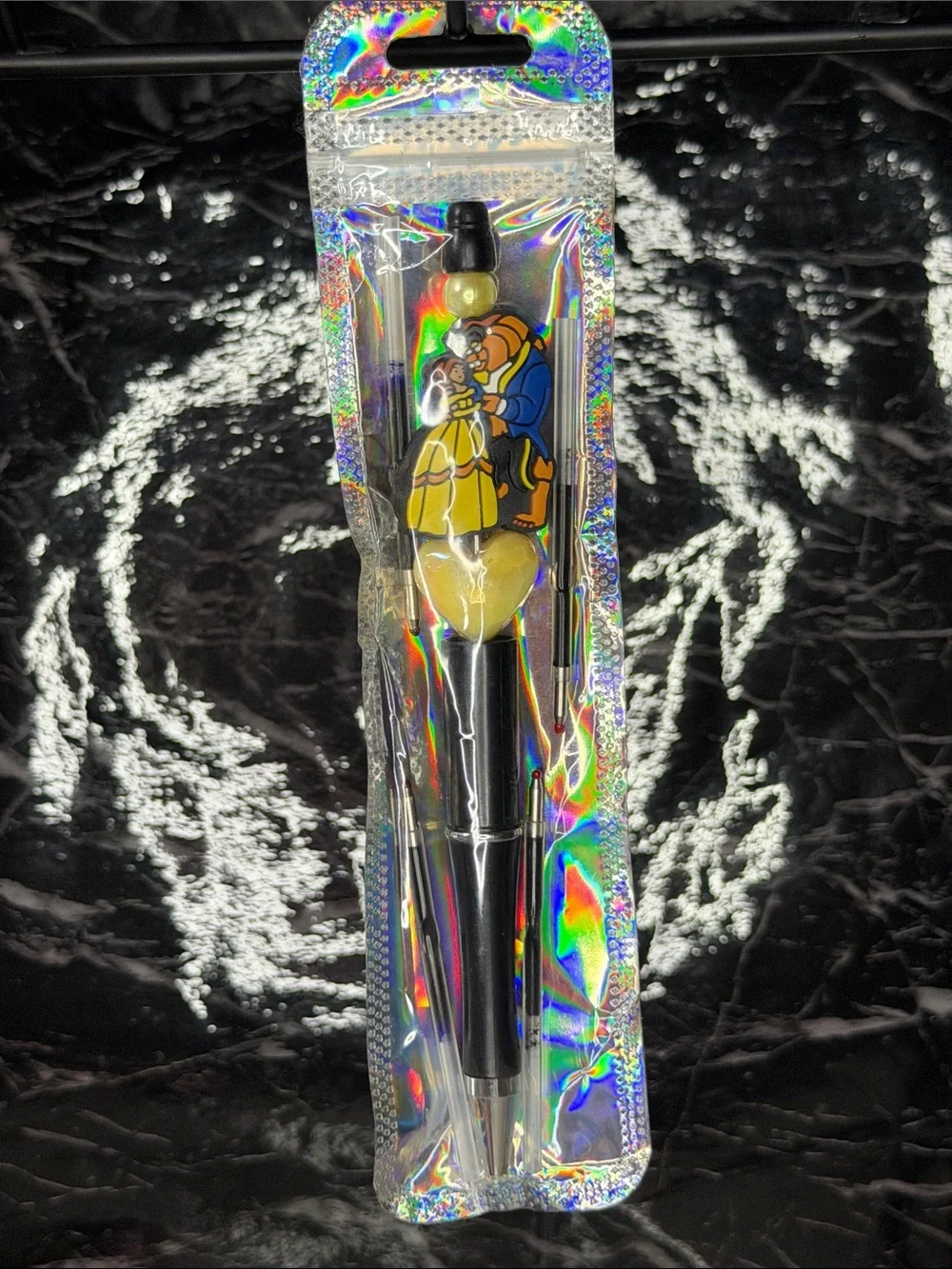 Beauty and the Beast Focal Bead Pen  Black and Blue Ink
